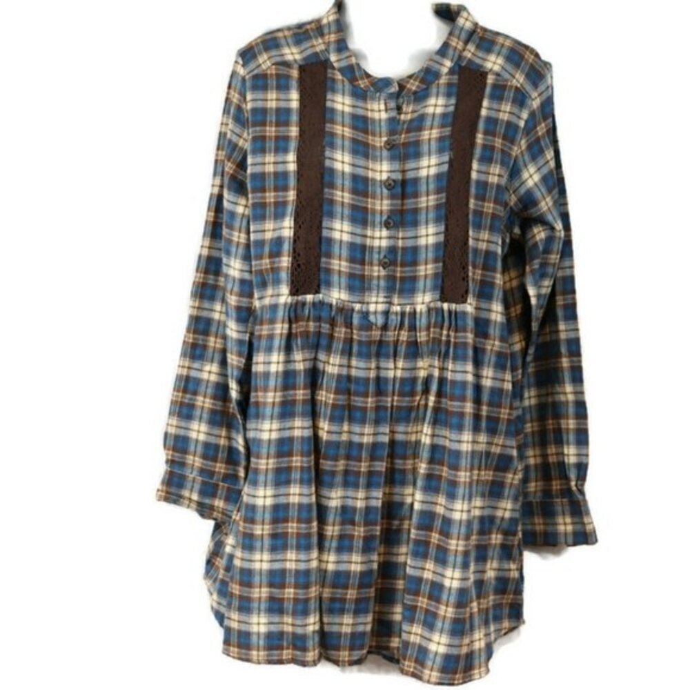 Wrangler Plaid Mini Dress Western Country Equestrian Line Dance Dress Blue Brown
